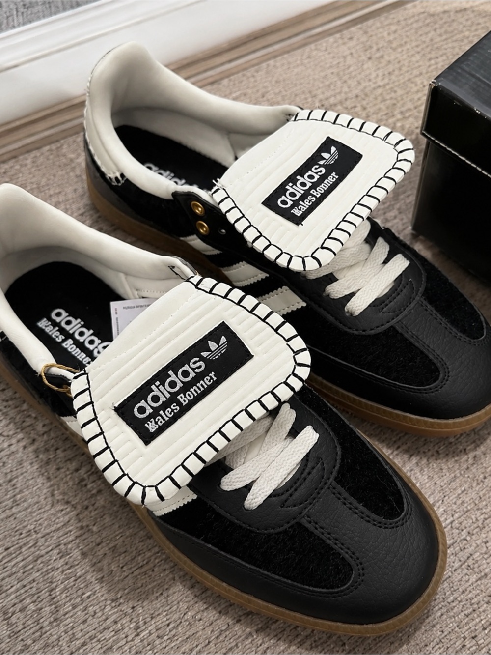 Wales Bonner Kids Black, White & Gum Retro Sneaker